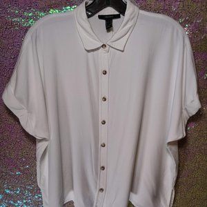 😈Forever 21 Womens White Button Up Crop Top Shirt Size Small NWOT😈